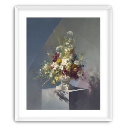 White urn within angled light
