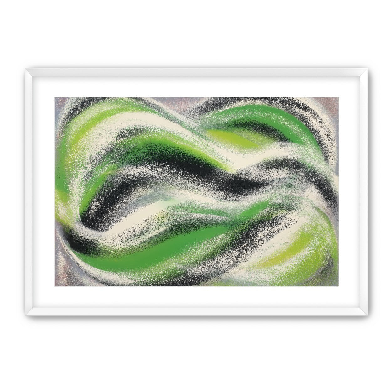 Green bands under white spray