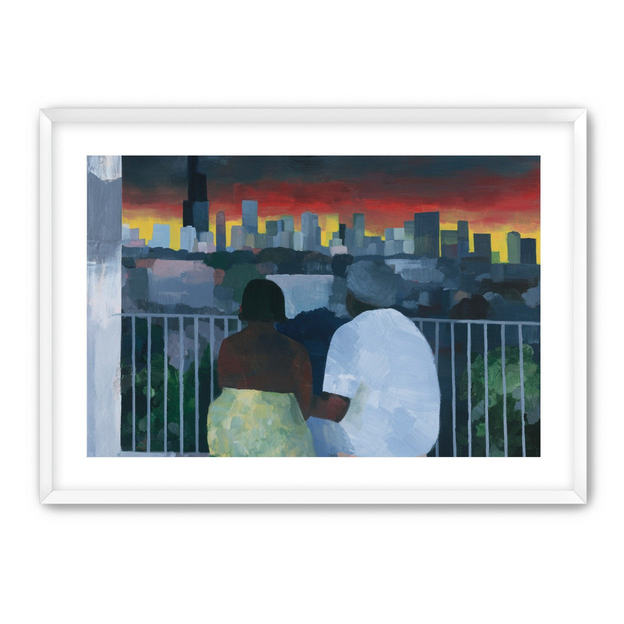 Two on the balcony at dusk