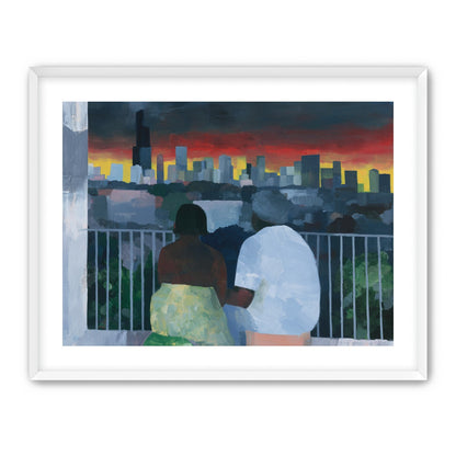 Two on the balcony at dusk