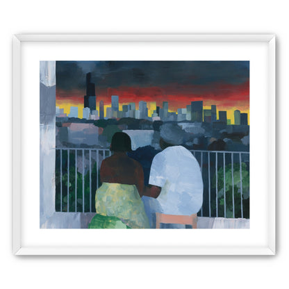 Two on the balcony at dusk