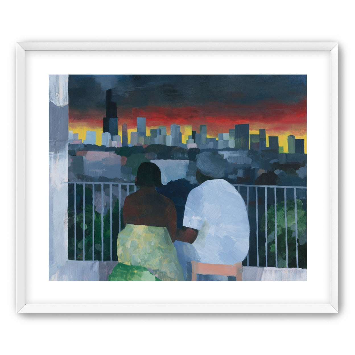 Two on the balcony at dusk