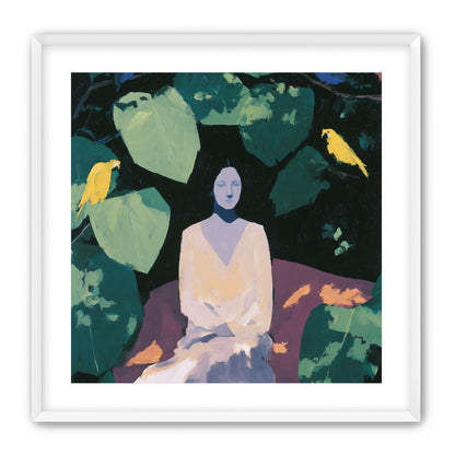 Pale dress under green leaves