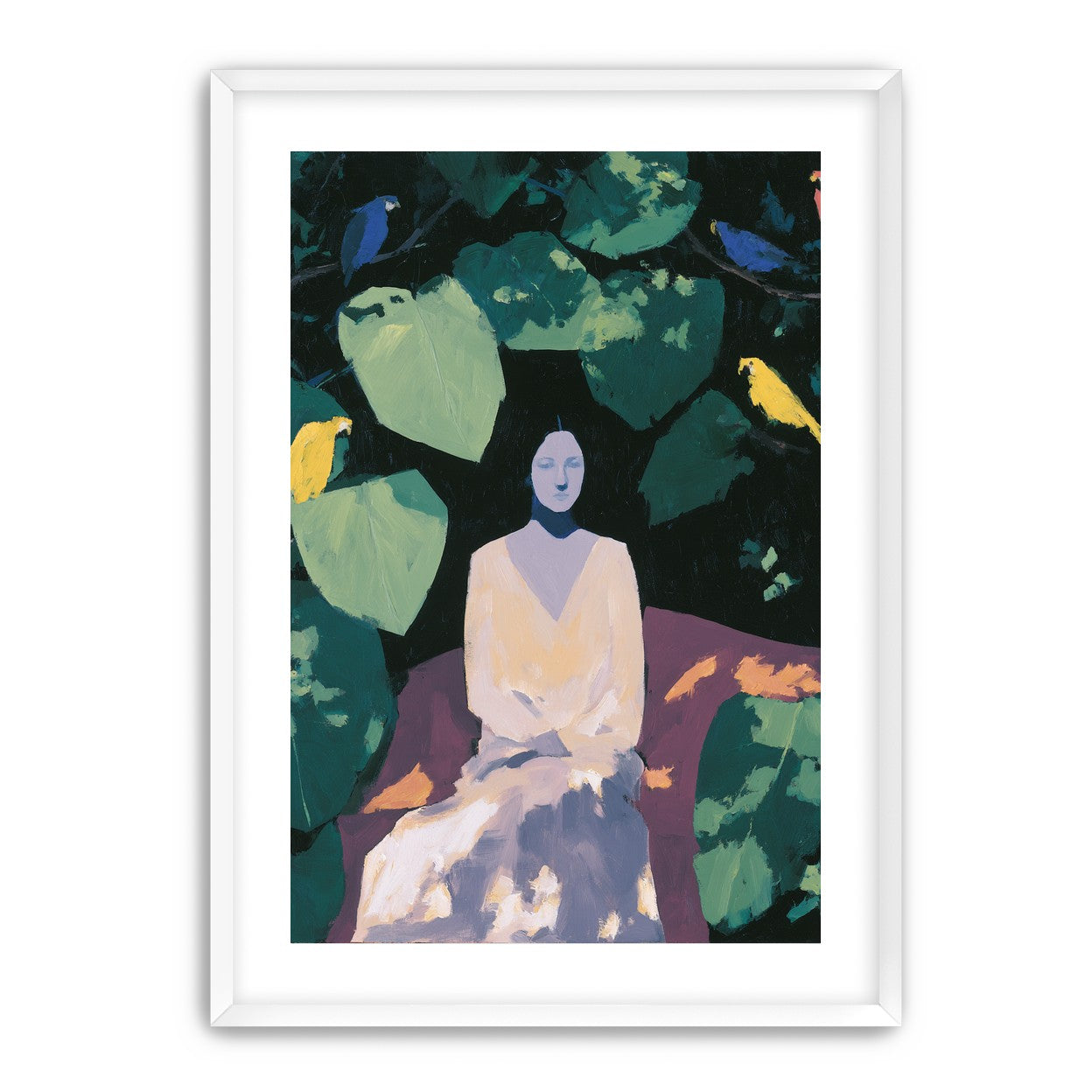 Pale dress under green leaves