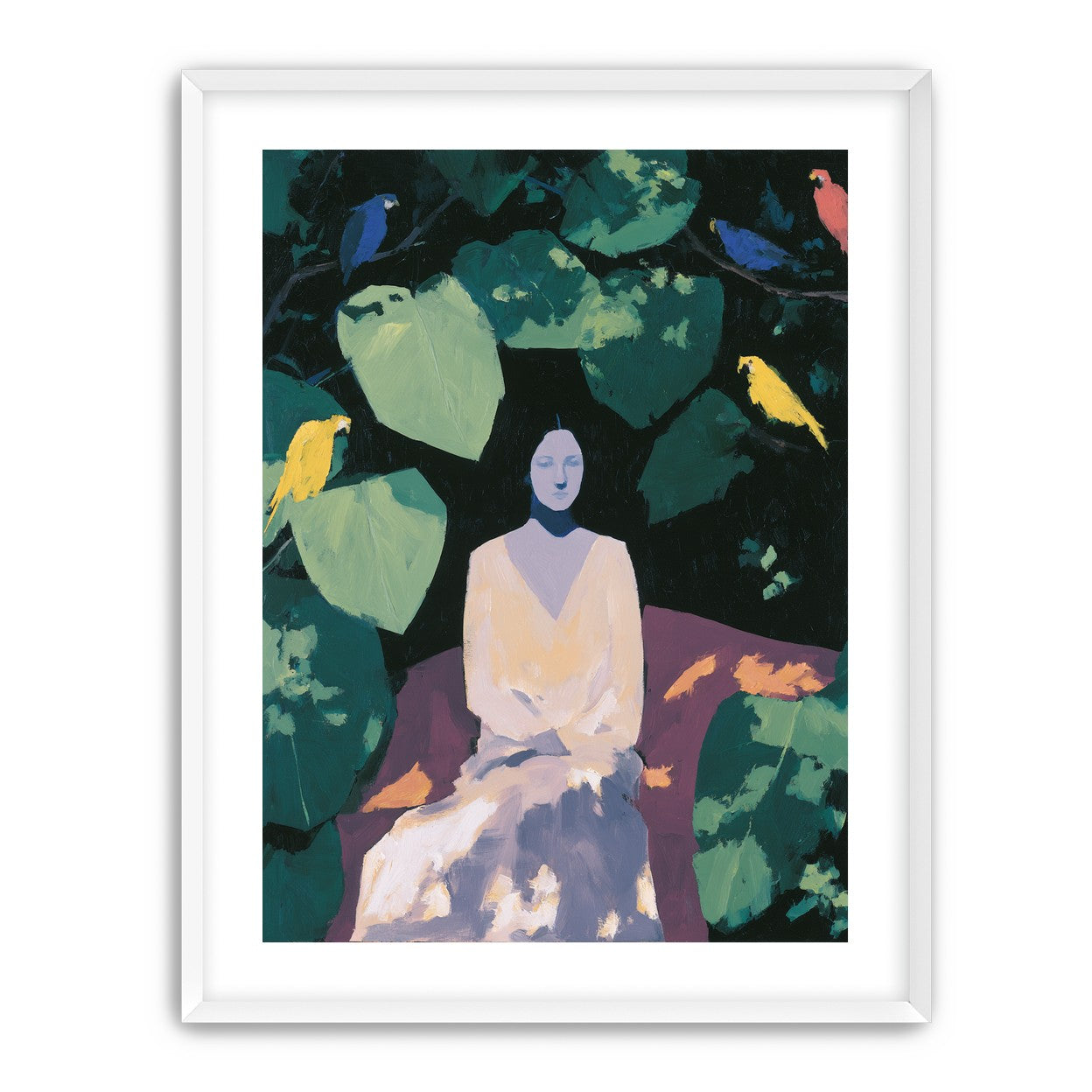 Pale dress under green leaves