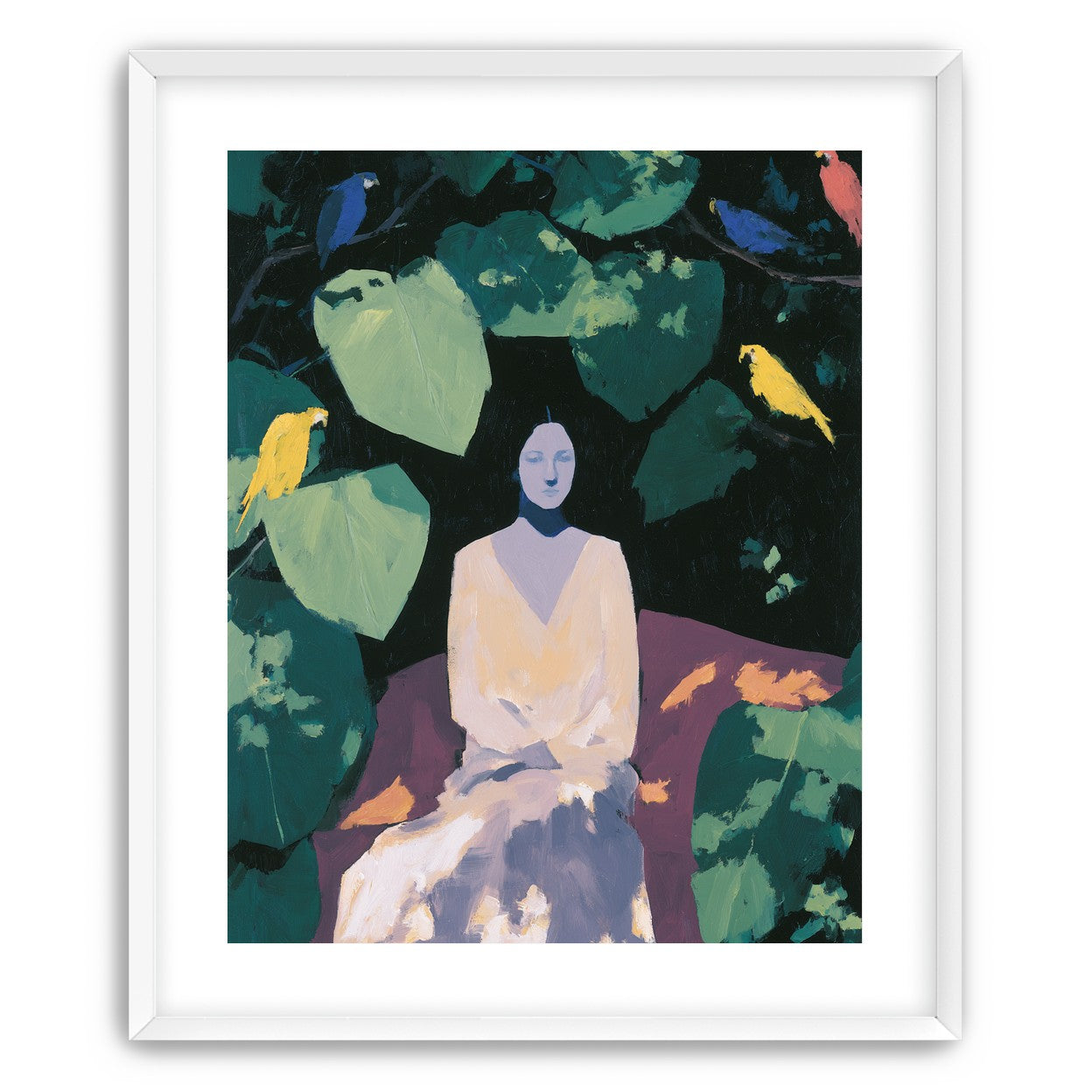Pale dress under green leaves