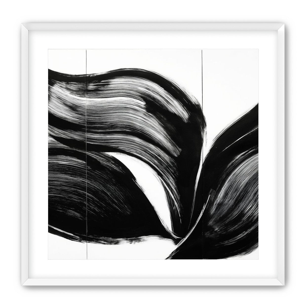 Three petals in black ink