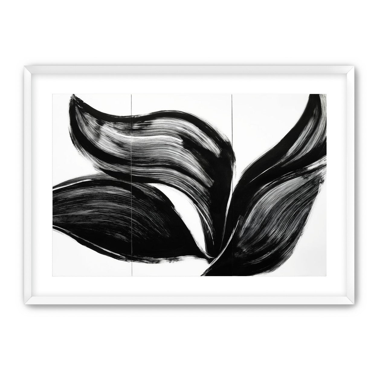 Three petals in black ink