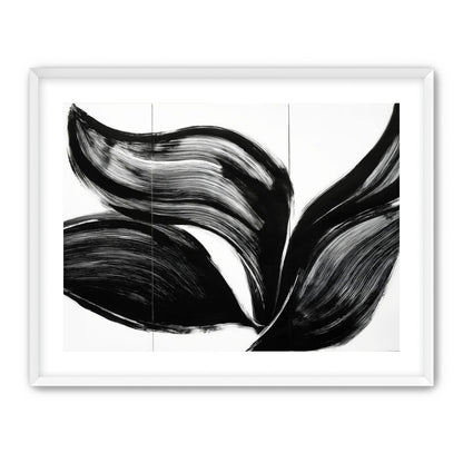 Three petals in black ink