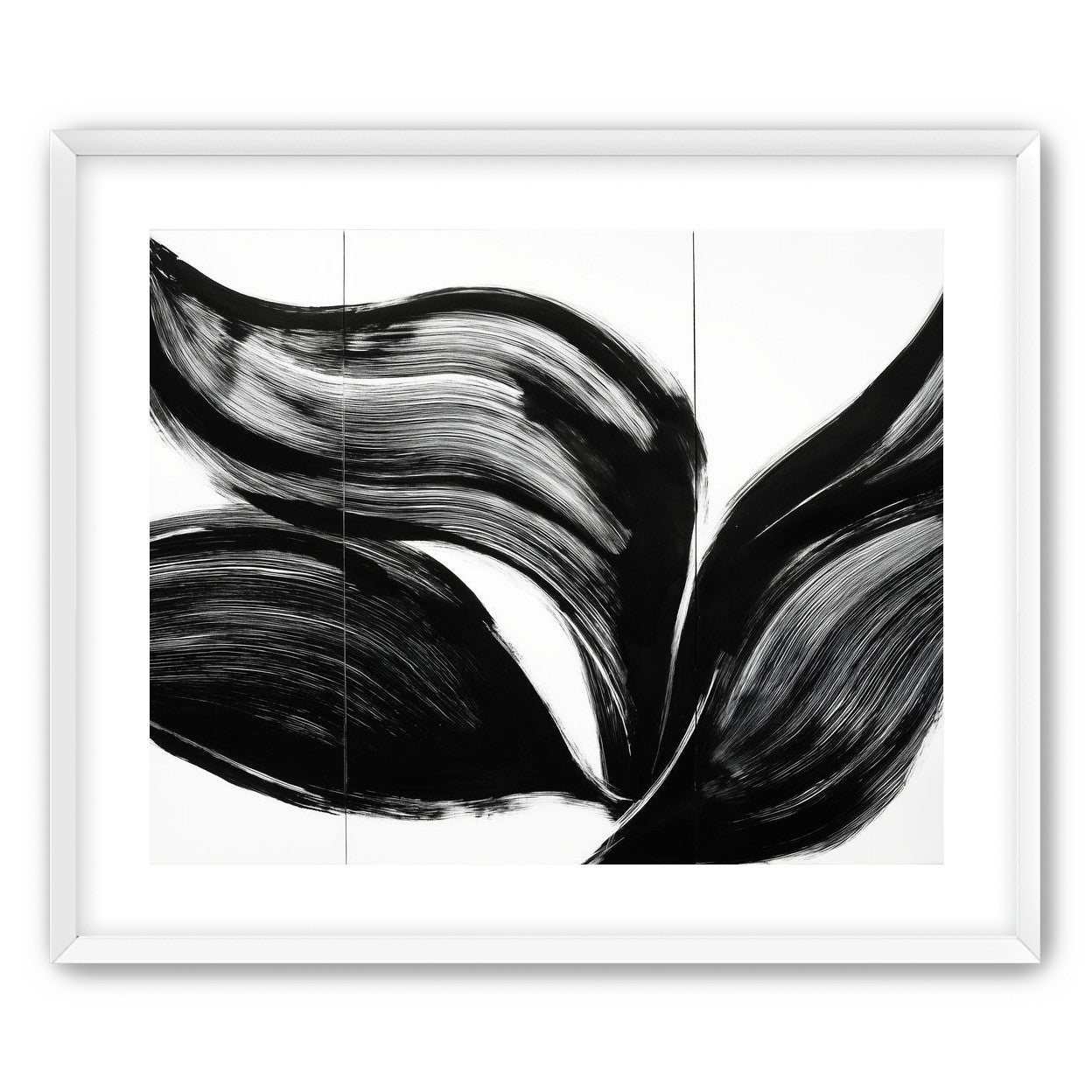 Three petals in black ink
