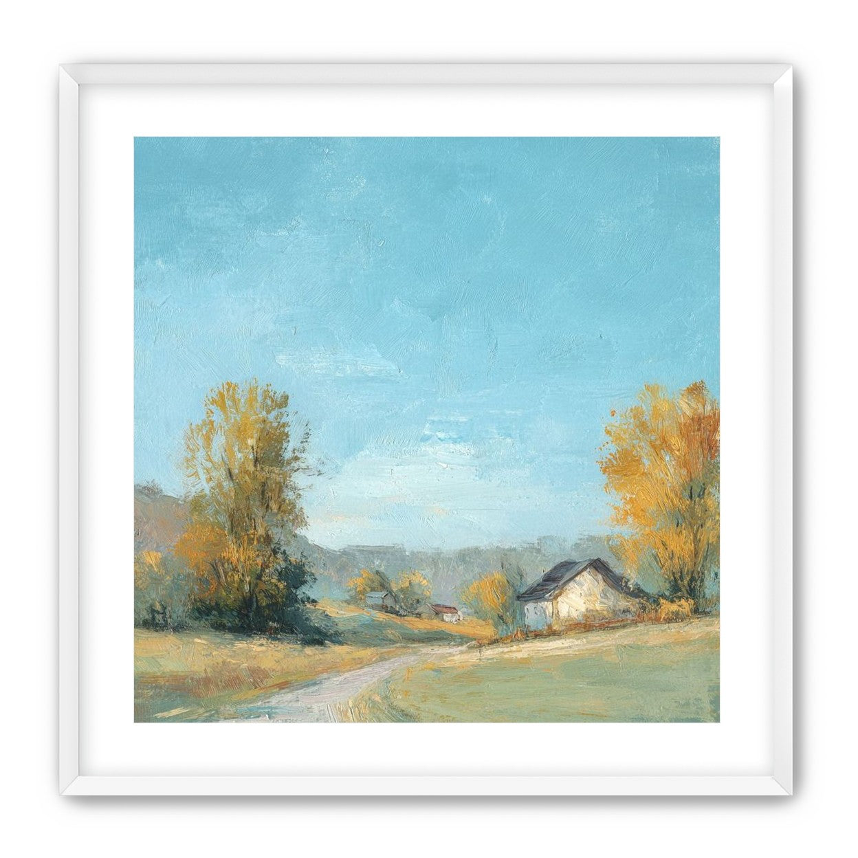 Blue sky over the farmhouse