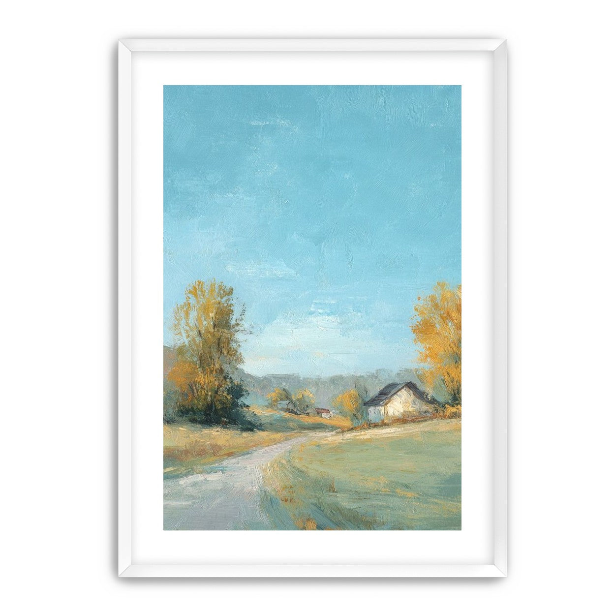 Blue sky over the farmhouse