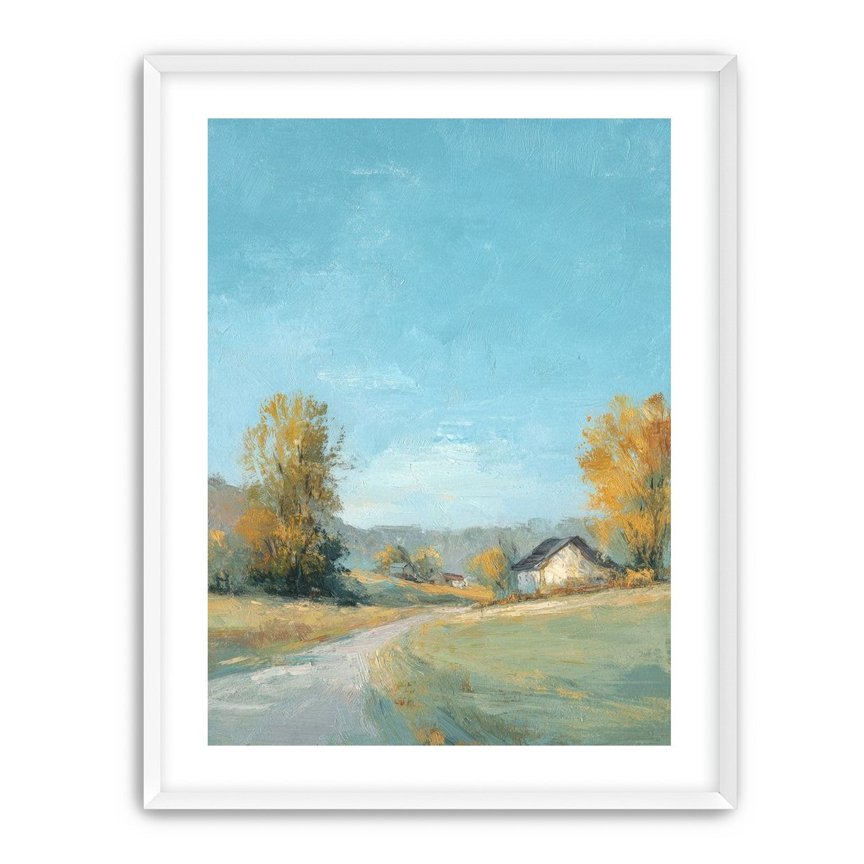 Blue sky over the farmhouse