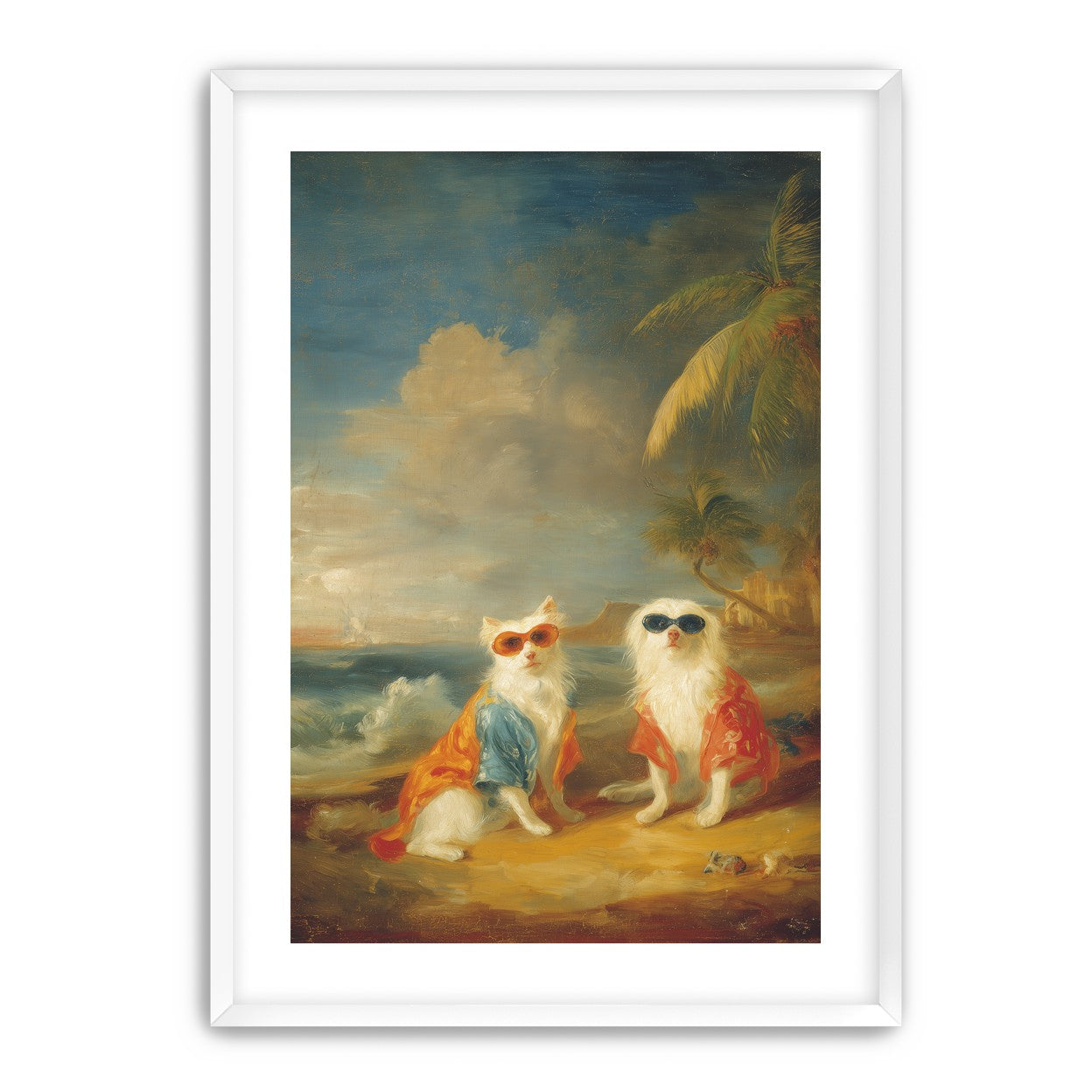 Sunglasses cats on the beach