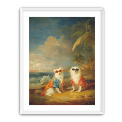 Sunglasses cats on the beach