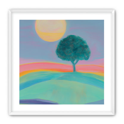 The sun behind the tree