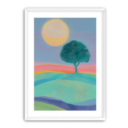 The sun behind the tree