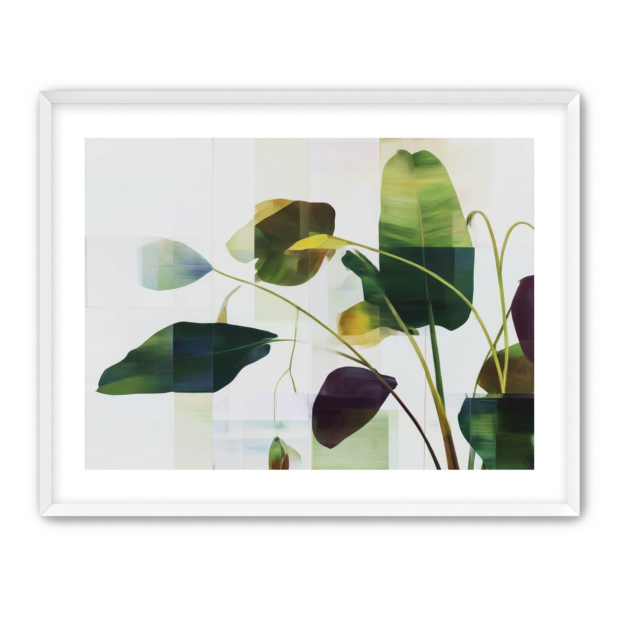Stems crossing the pale grid