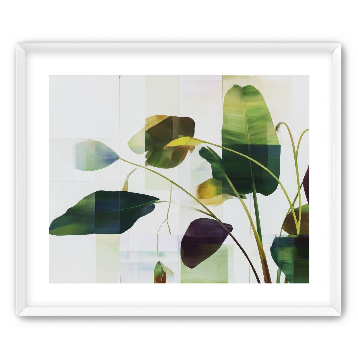 Stems crossing the pale grid