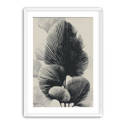 Fan fronds in ink shadow