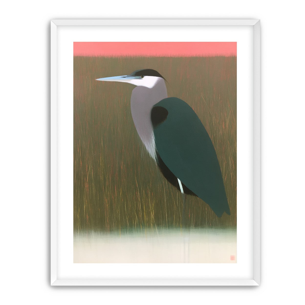 Heron in pink dusk