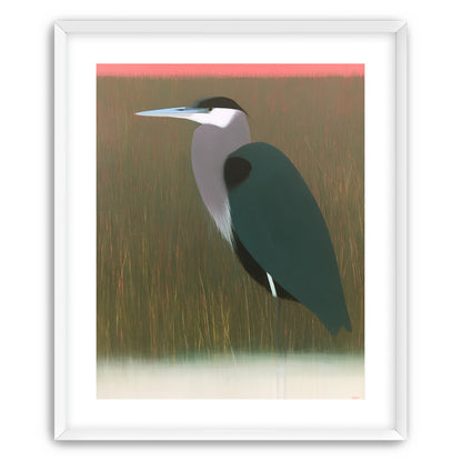 Heron in pink dusk