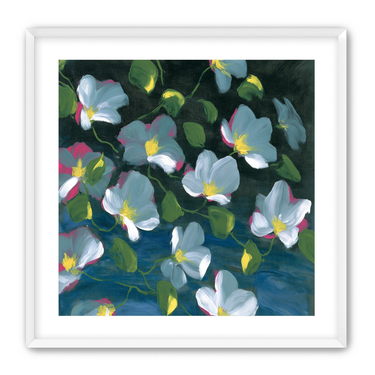 Pale blooms on black