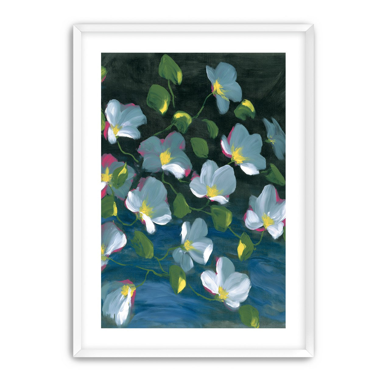 Pale blooms on black