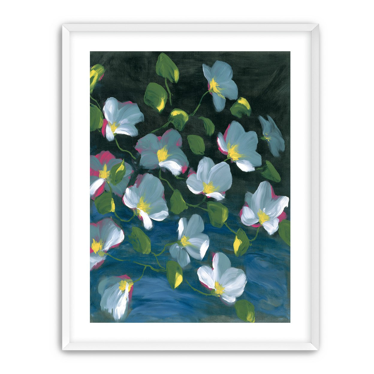 Pale blooms on black