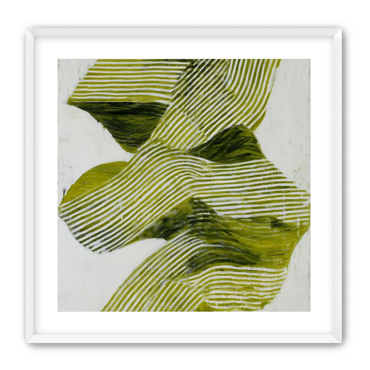 Olive stripes across white
