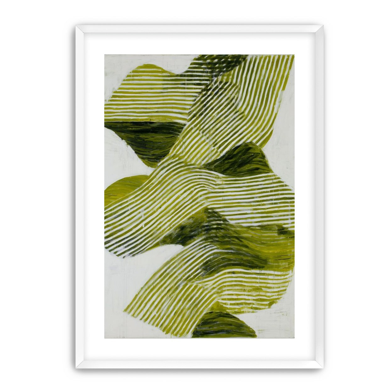 Olive stripes across white