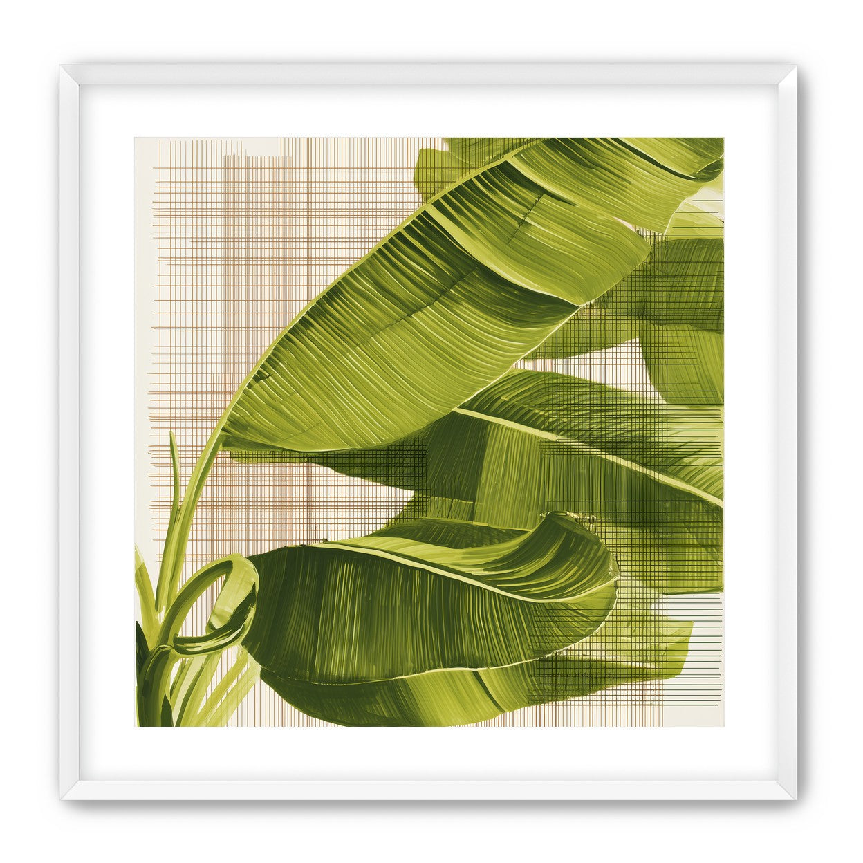 Banana leaves against the grid