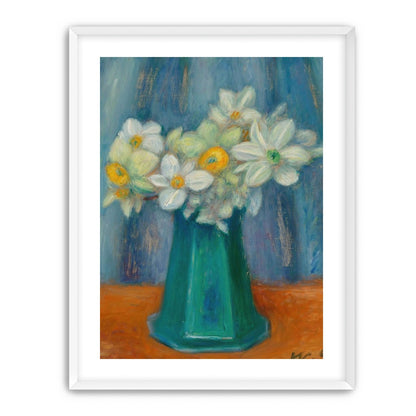 Daisies in green glass