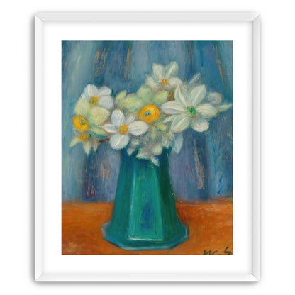 Daisies in green glass