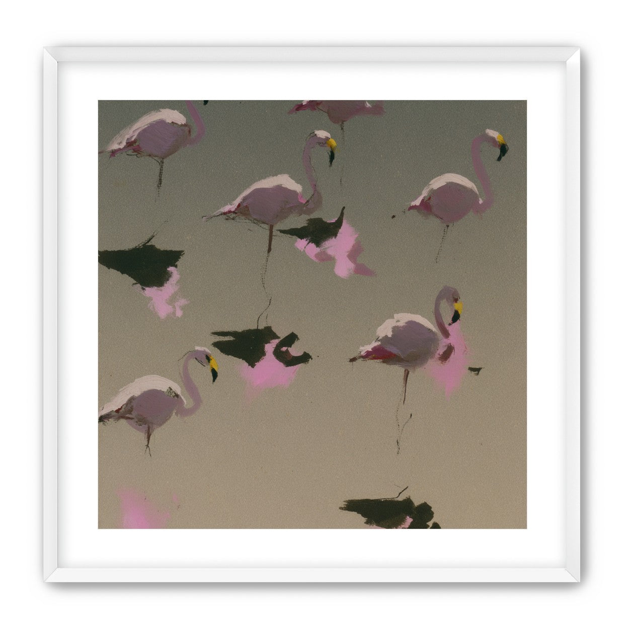 Flamingos in still water