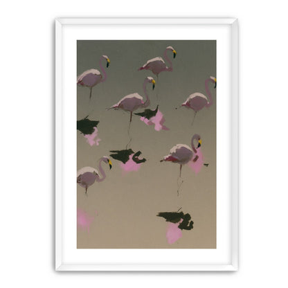 Flamingos in still water