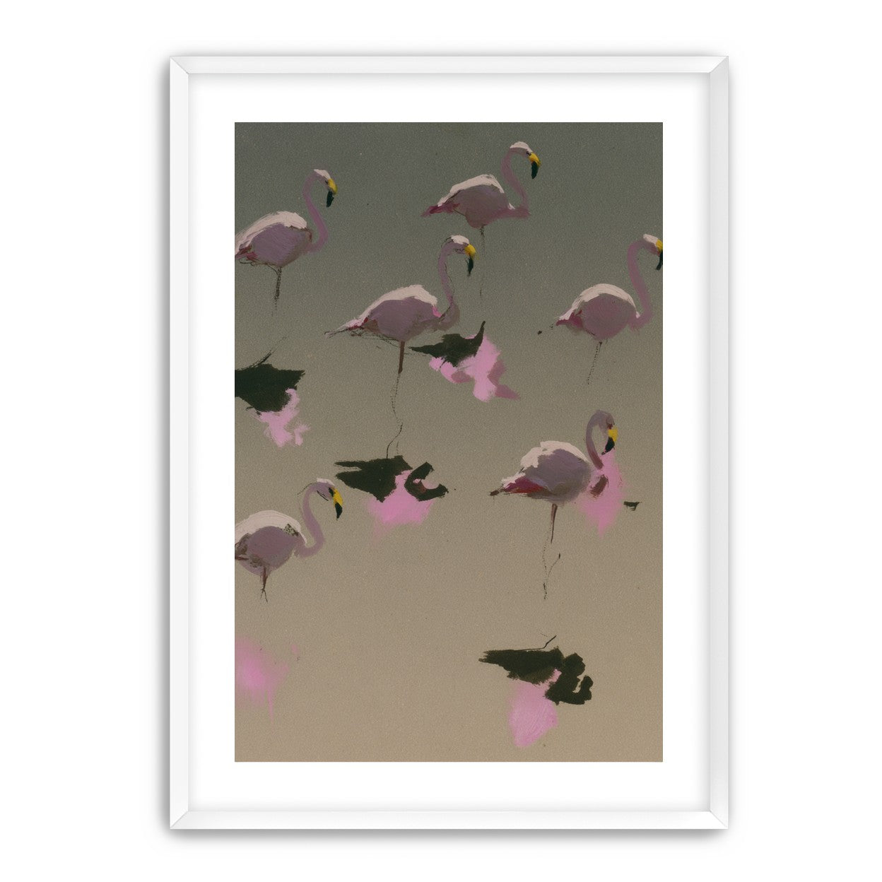 Flamingos in still water