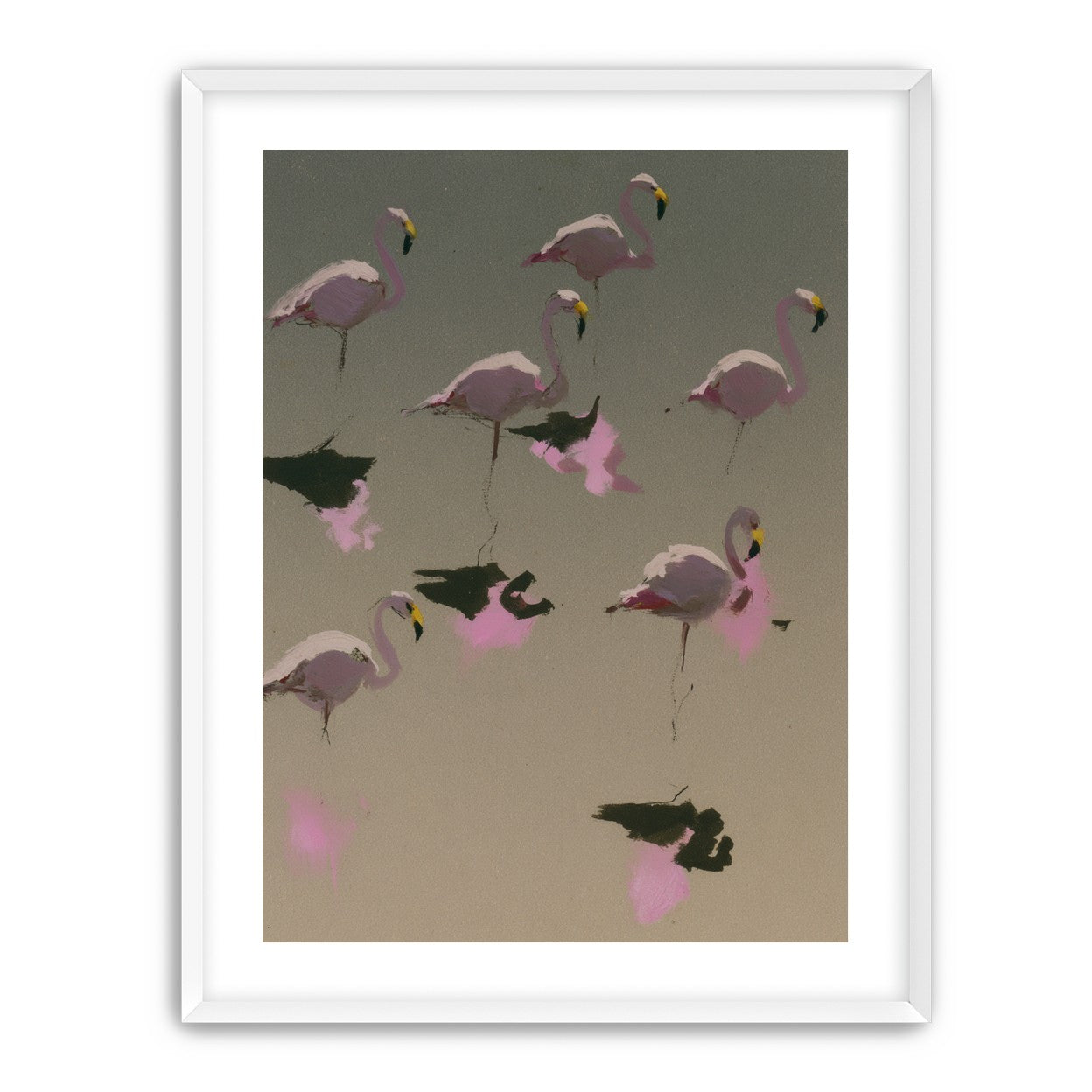 Flamingos in still water