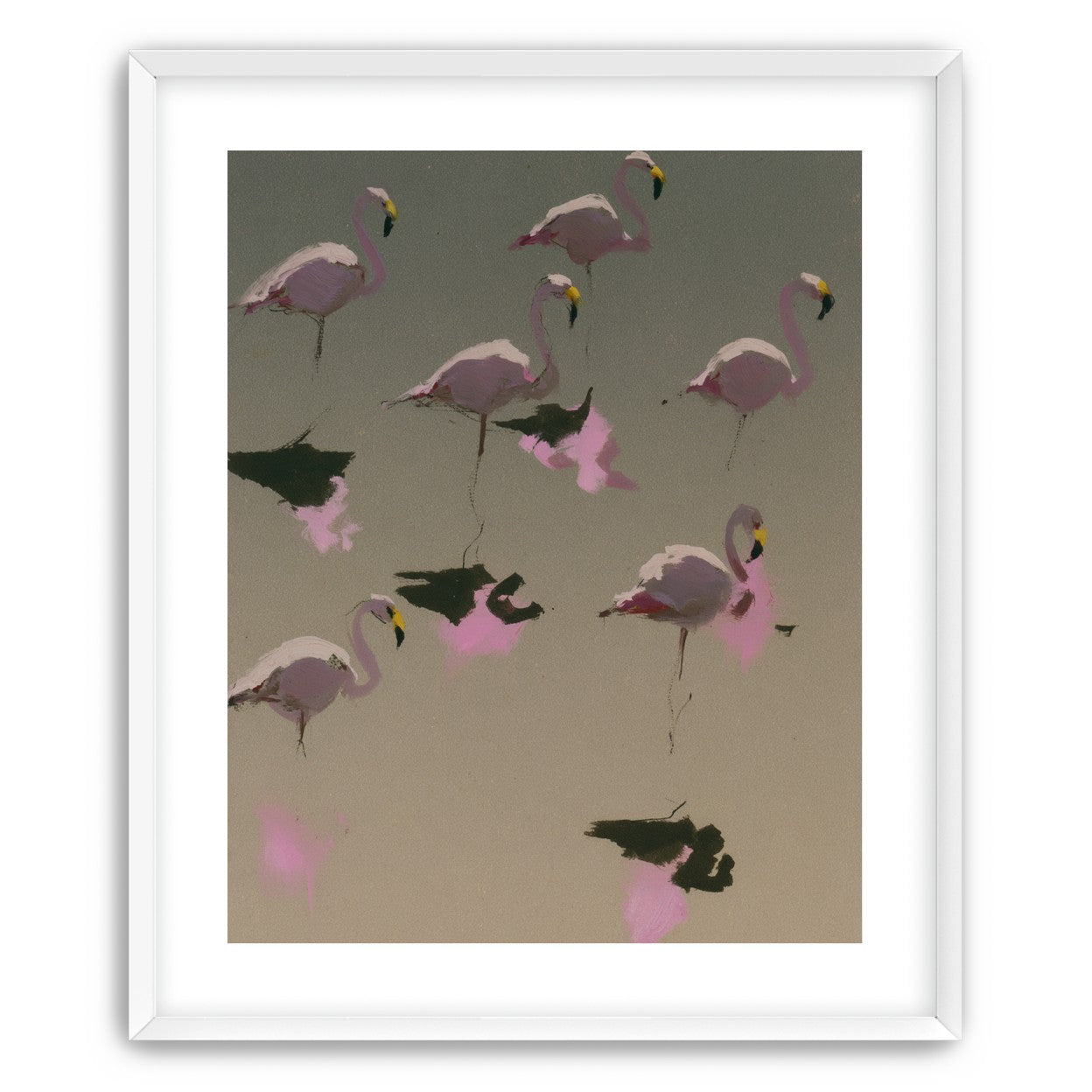 Flamingos in still water