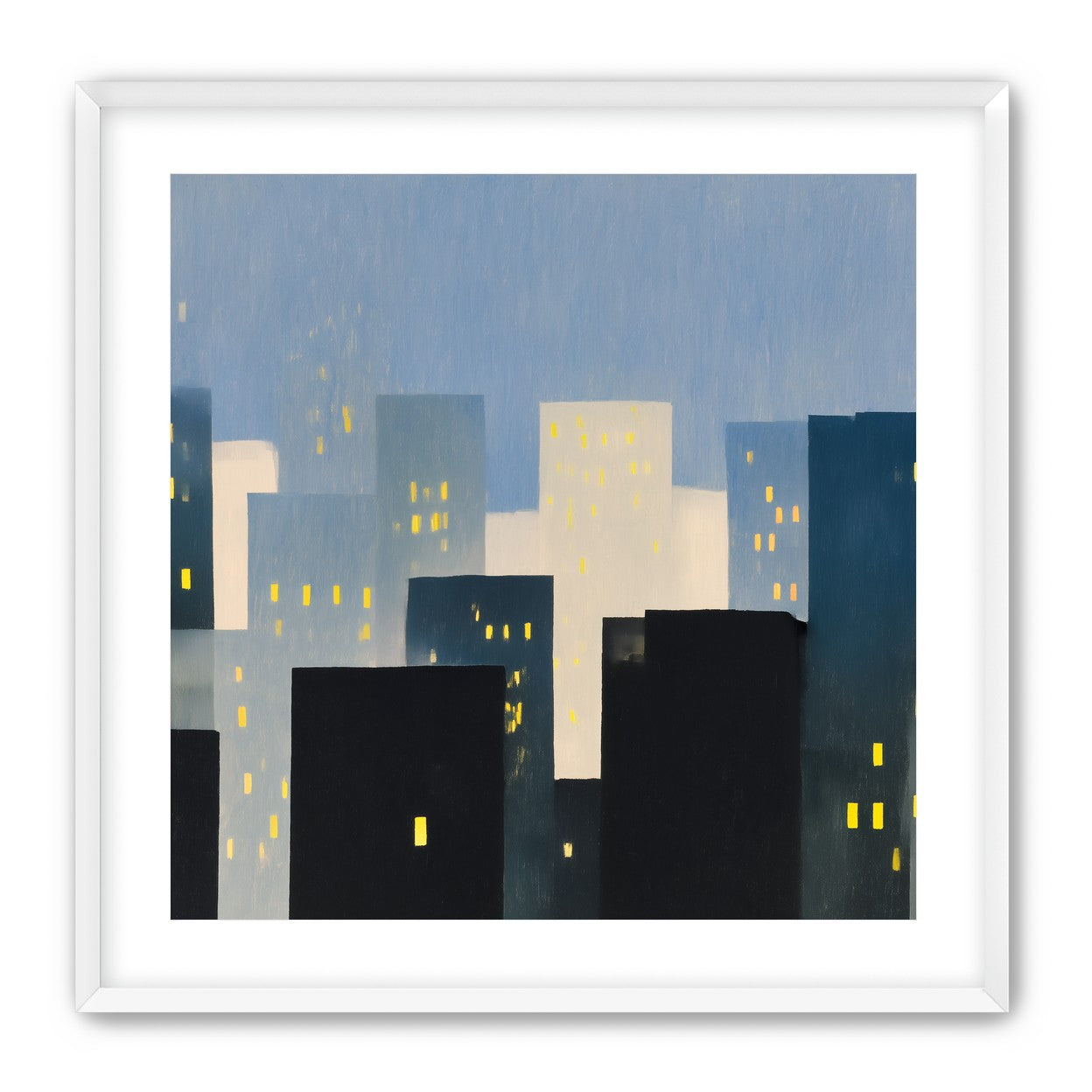 Soft windows in blue towers
