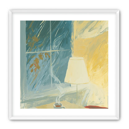 Steam against the rainy window