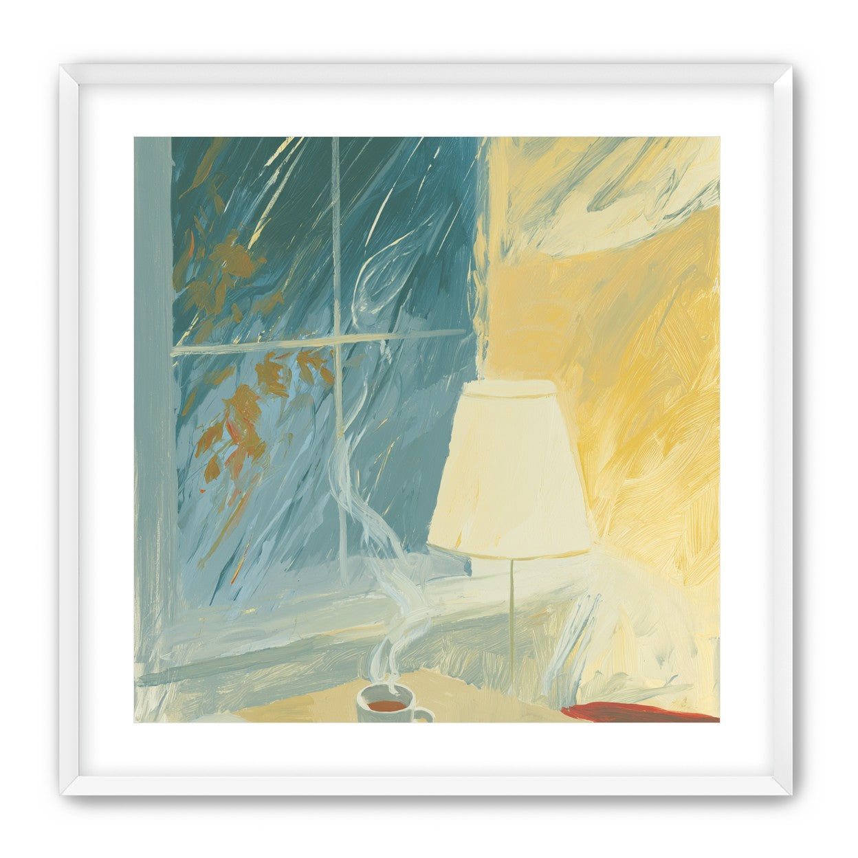 Steam against the rainy window