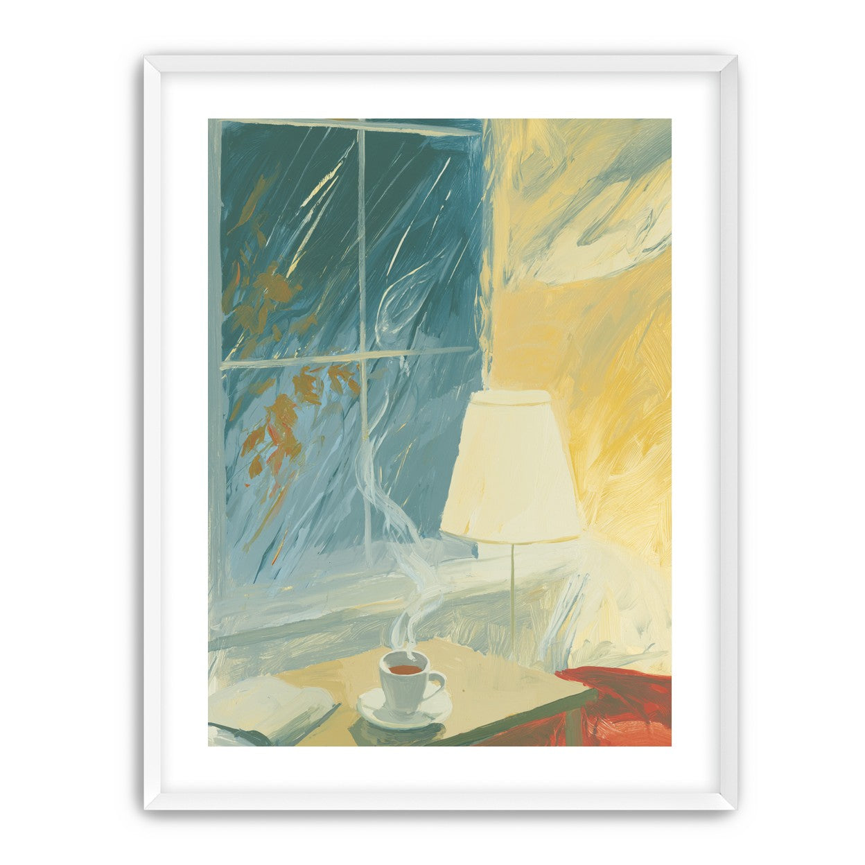 Steam against the rainy window