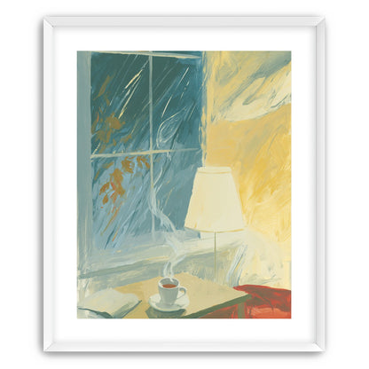 Steam against the rainy window