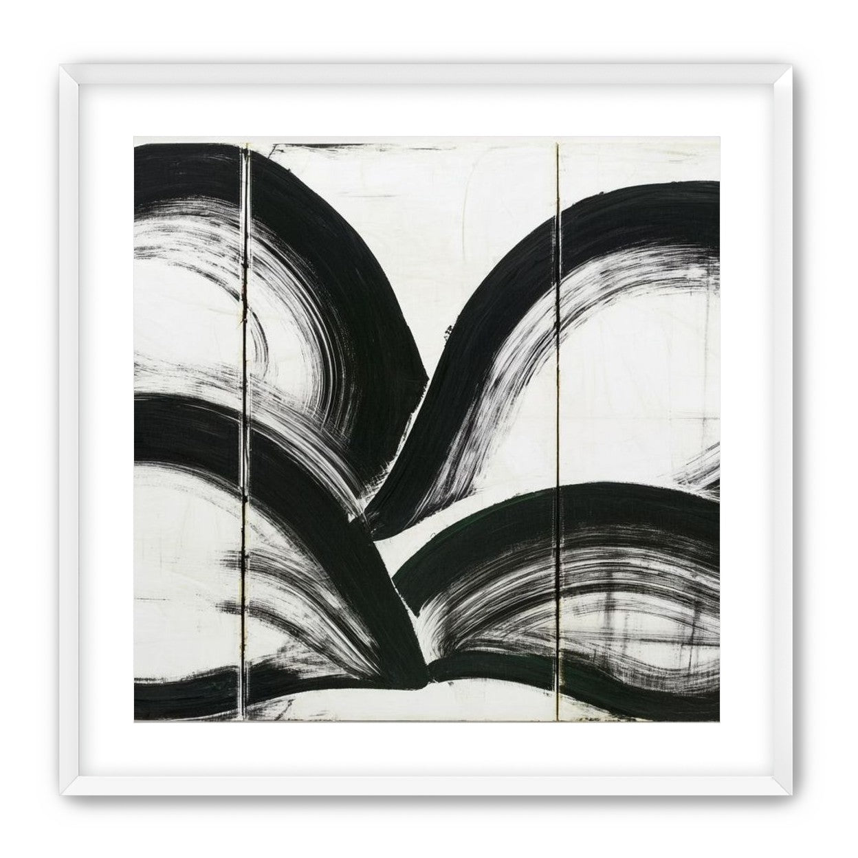 Black arcs across white panels