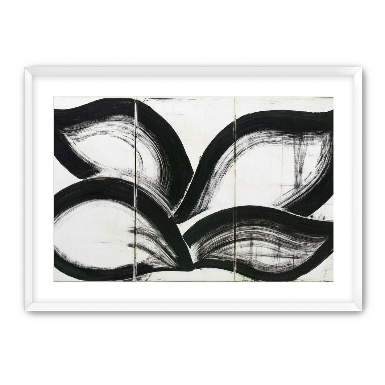 Black arcs across white panels