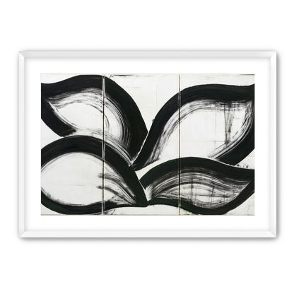 Black arcs across white panels