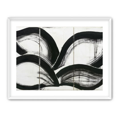 Black arcs across white panels