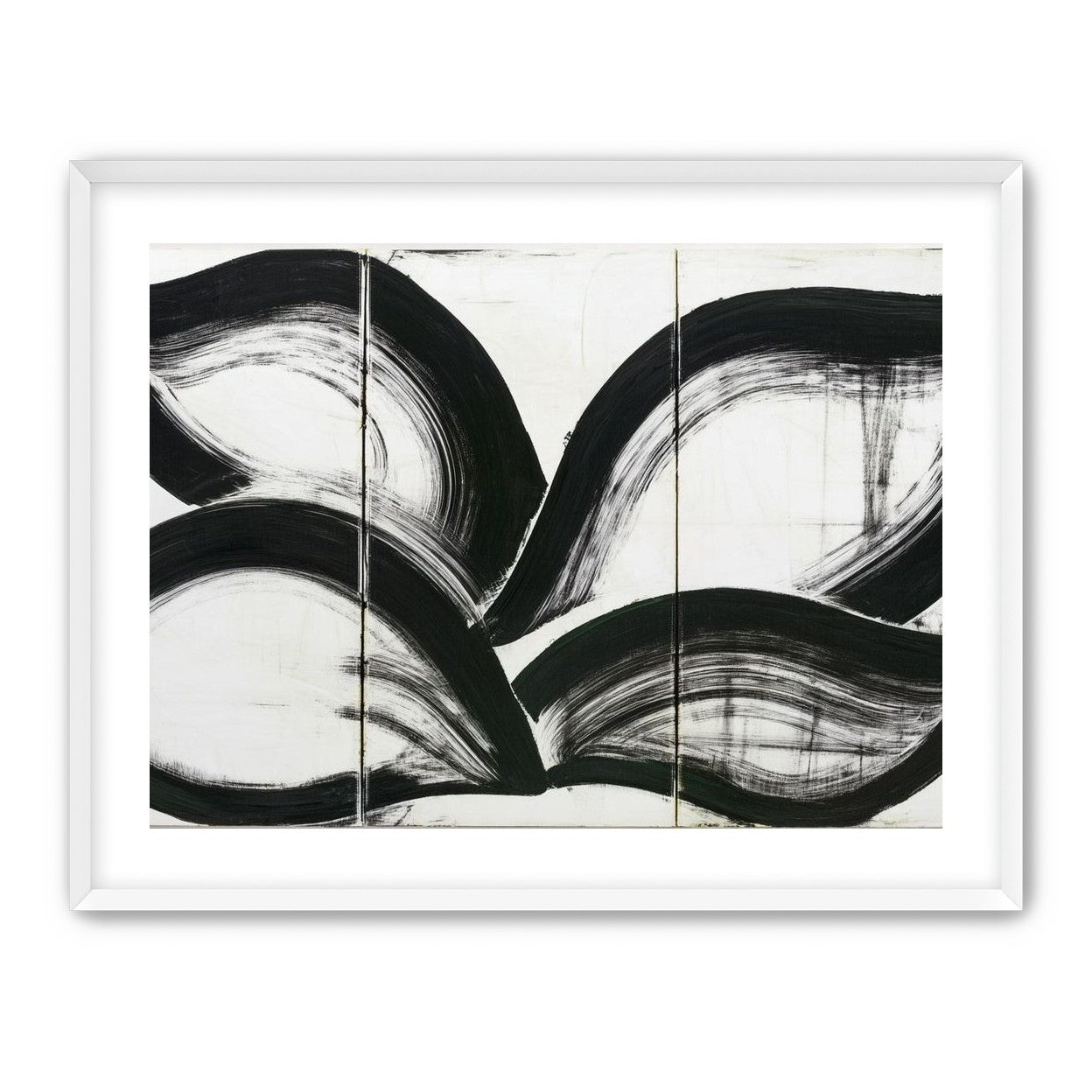 Black arcs across white panels