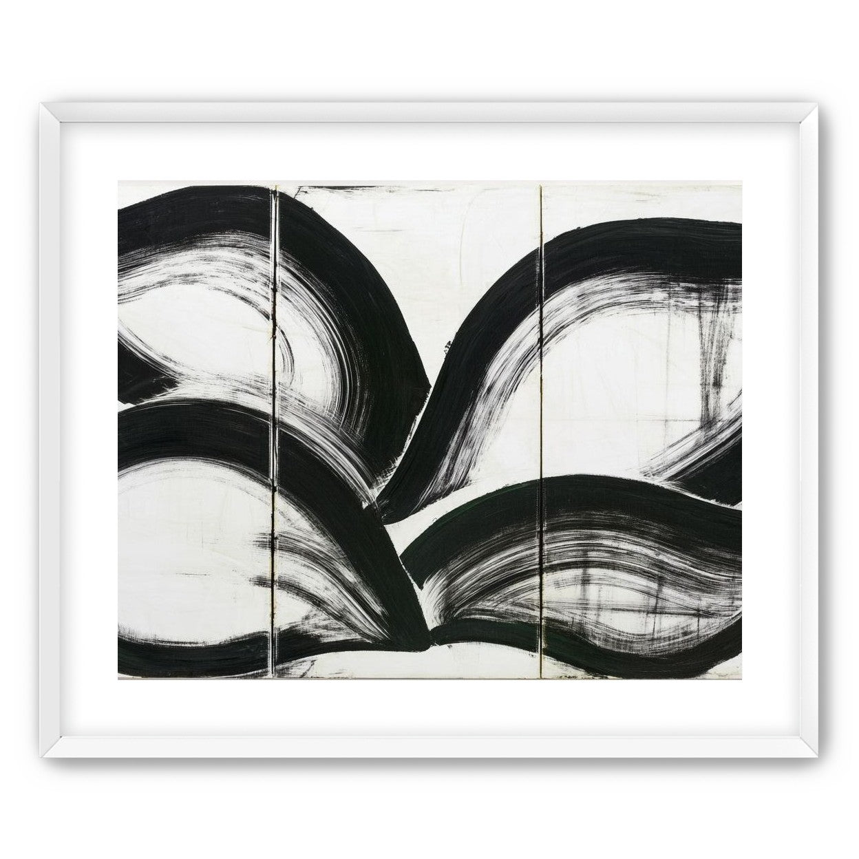 Black arcs across white panels
